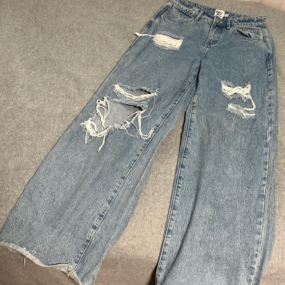 Princess Polly Distressed Wide Jeans Size 6 High Rise Baggy Grunge Skater Street - Picture 9 of 9